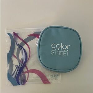 Color Street Blue Zippered Pouch Bag Coin Purse